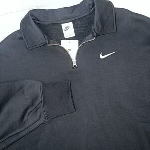 Nike Women's Size‎ Medium Sportswear Fleece Oversized 1/4 Zip Black Sweater-New